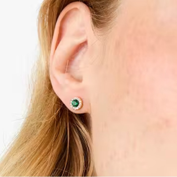 NWT Kate Spade You're A Gem Pave Halo Studs in Emerald - Picture 4 of 8